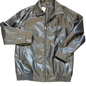 Automet Faux Leather Bomber Jacket 2XL Women’s‎ Black Oversized Moto Streetwear